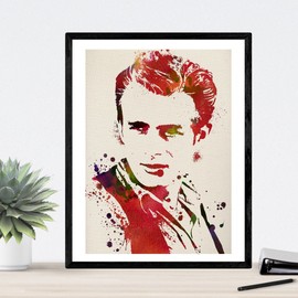Nacnic Set of 2 Sheets for framing James Dean and Marilyn Monroe Style Watercolor Painting. Reproduction with Images of Cinema Classics in size A3. Home Decor