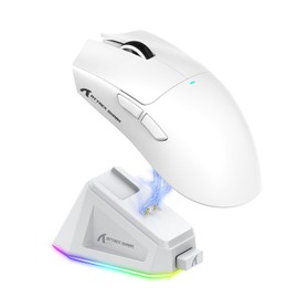 ATTACK SHARK X11 Wireless Gaming Mouse Wireless 2.4g/Bluetooth/USB-C Ultra Light 63g 22000DPI with Charging Dock for up to 65 Hours of Worktime Certified (White)