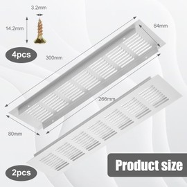 Pack of 2 Ventilation Grille Ventilation Grille Door Ventilation Grille Aluminium Ventilation Grille Exhaust Grille with 8 Screws Door Ventilation Grille for Shoe Cabinet, Living Room, Bathroom,