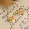 Textured C-Shaped Stud Earrings for Women, Gold-Plated, Hypoallergenic