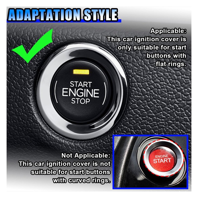 Bling Car Push to Button Cover, Rhinestone Ignition Button Protective
