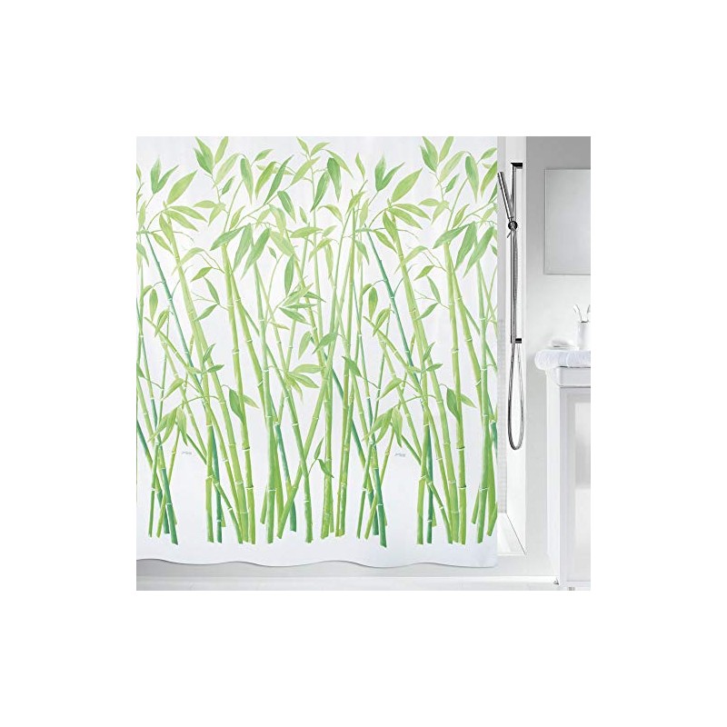 Spirella Anti-Mould Shower Curtain – Anti-Bacterial, Washable, Waterproof, Polyester, Bamboo,