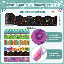 Tenceur 160ft Geometric Border for Bulletin Board, Math Classroom Decoration, 6 Rolls Green Confetti Dots Bulletin Board Border Rolls for Back to School Chalkboard Whiteboard Poster Decor