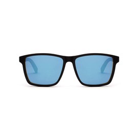 TAKE A SHOT Wooden Sunglasses Large Men's Square UV400 Protection Sunglasses Men Wood Rectangular, Walnut / Black / Blue Mirrored