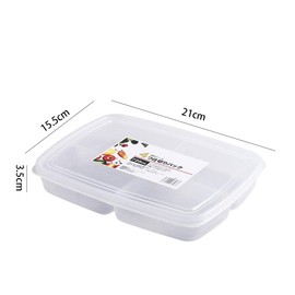 Kopida Divided Veggie Tray with Lid, Clear Plastic 4 Grids Divided Veggie Storage Box Snack Container, Portable Square Stackable Refrigerator Organizer Meat Container Kitchen Accessories