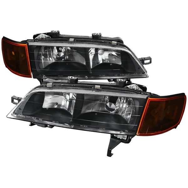 Factory Style Headlights & Amber Corner Lights (Matte Black Housing/Clear