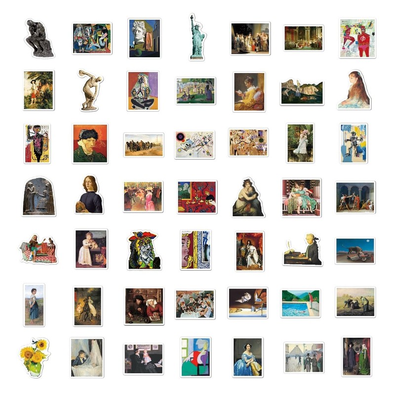 Aspcsmomt 104 pcs Famous Art Painting Stickers Pack,Aesthetic Stickers for