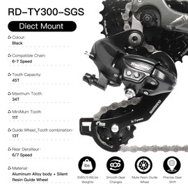 Aikolesa 6/7 Speed Bike Rear Derailleur,RD-TY300 Bicycle Rear Derailleur with Direct Mount for Mountain Bike Road Bikes