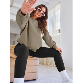 EFAN Womens Sweatshirts Oversized Crewneck Y2K Cropped Hoodies Fall Fashion 2025 Teen Girls Cute Winter Clothes Sweater Coffee M