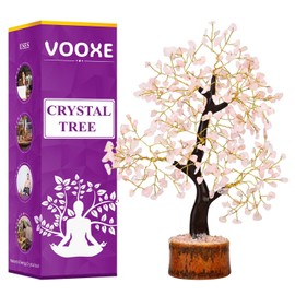 VOOXE Rose Quartz Tree Handmade Healing Gemstone Bonsai Home, Office, & Desk Decor - Feng Shui Money Tree with Crystals & Healing Stones (Rose Quartz Crystal)