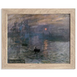 Impression Sunrise Framed Wall Art Prints by Claude Monet Famous Painter Classic Vintage Oil Painting Canvas Prints Decor Natural Sunrise Scenery Wall Decor (8"x10" FRAME)