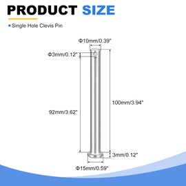sourcing map 2Pcs 3/8" x 4" Single Hole Clevis Pins, 304 Stainless Steel Flat Head Clevis Pins Hitch Pin for Trailer Latch, Mechanics Repair, Furniture Installation, Industrial Equipment