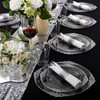 Morejoy 350PCS Clear Silver Plastic Plates - Silver Disposable Plates