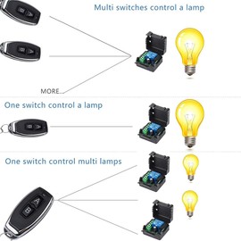 QIACHIP DC 12 V Wireless Switch with Remote Control 433 mHz, Wireless Relay 1 Channel Momentary Switch, Transmitter Receiver Universal Handheld Transmitter for Garage Door DIY Remote Control