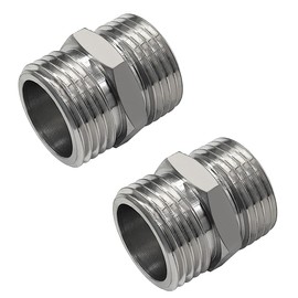 Beduan Stainless Garden Hose Adapter, 3/4" GHT Male x 3/4" GHT Male 304 stainless Steel Heavy Duty Water Hose Connector Fittings Connect (Pack of 2)
