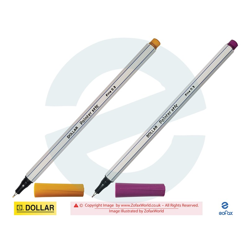 DOLLAR Pointer Stic 0.3mm Fineliner Pens - Wallet of 10