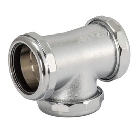 EZ-FLO Heavy Duty Brass 3-Way Tee with Slip Joint Connection, 1-1/2 Inch Length, 22 Gauge, Chrome, 35139