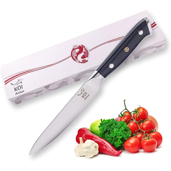 KOI ARTISAN Kitchen Utility Knife - 5 Inch Razor Sharp Blade - 67 Layers of Japanese Kitchen Knife - Damascus VG10 Super Steel - Professional Chef Knife