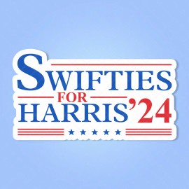 New - KAMALA HARRIS 2024 -Swifties For Harris - 4" x 2.25" Glossy Vinyl Sticker