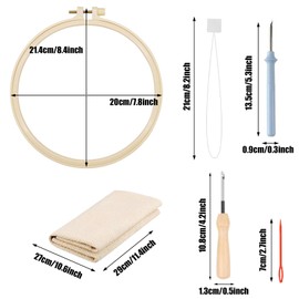 Allazone 3 Piece Punch Needle Beginner Embroidery Set, Punch Needle Embroidery Starter Kit with Floral Pattern, DIY Punch Needle Kit with Embroidery Hoop, Punch Needle Fabric, Threads, Threading Aid