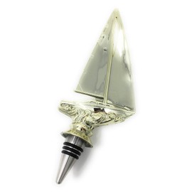 Sailboat Wine Bottle Stopper - Handmade with Stainless Steel Base and Repurposed Trophy Top