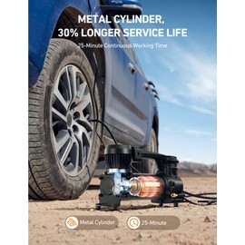 AstroAI T3 Heavy-Duty Air Compressor 12V Portable Offroad Air Compressor with 1.97CFM, 120PSI Tire Pump with Alligator Clips, LED Light for Pickups,Trucks, SUVs, RVs Cars for Up to 33 Inch Tires