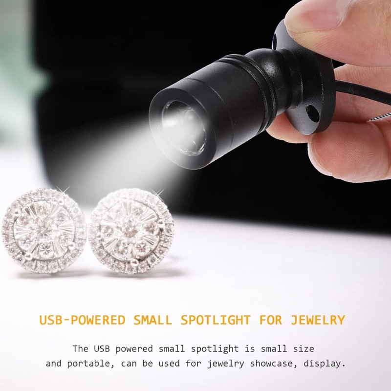 L&M LUJOMTL Small Spotlight, Display Cabinet LED Spotlight Indoor USB