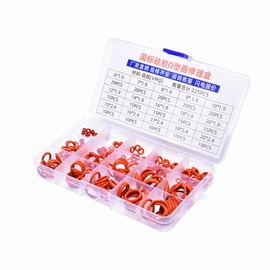Skweawert Silicone Rubber O-Ring Assortment Kit 225 Pieces 15 Sizes Metric VMQ Sealing Gasket Set for Wide Variety of Sealing Applications, Red