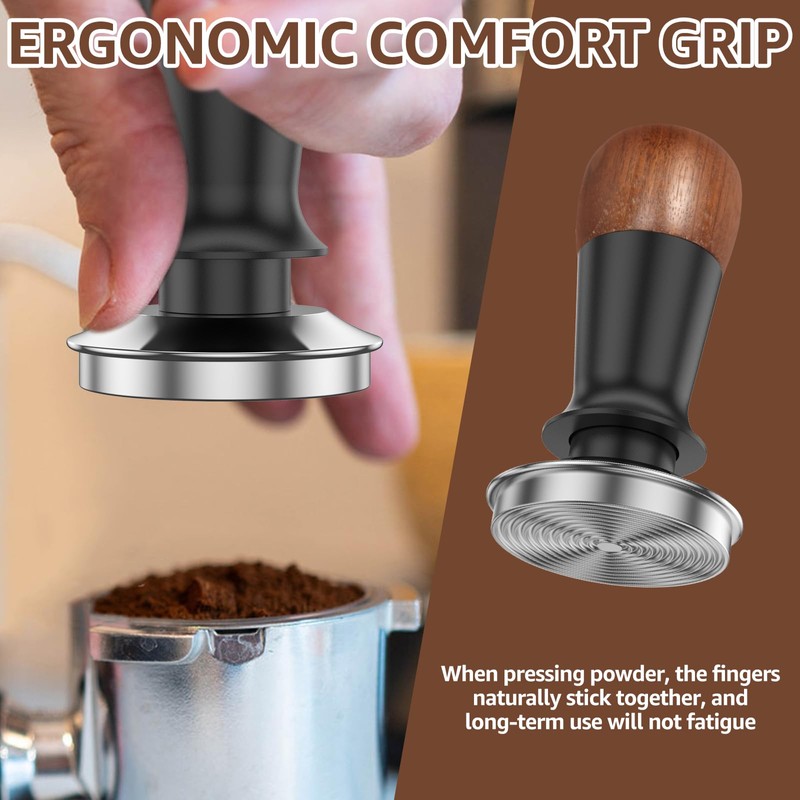 AwObEpl Stainless Steel Espresso Tamper for Home Coffee Tamper Walnut