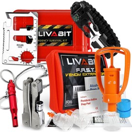 LIVABIT Dual Pack First Response Safety Tool Emergency Kit Venom Sting Extractor Pump & SOS Survival Multi Tool Pack