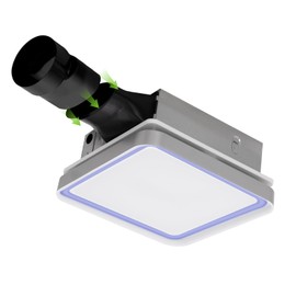 Akicon Bathroom Exhaust Fan with Light, 50-80-100 CFM DC Motor, 1.2 Sones Vent Fan, 3CCT LED Light 2700K/4000K/5500K with 7W Night Light Quiet Energy Saving Ceiling Fan, Sliver