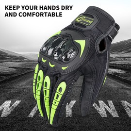 Motorcycle Gloves for Men Women Motorbike Anti-Slip Breathable Touchscreen Gloves with Knuckle Protection for Riding, Road Racing, Cycle, Black and Red XL