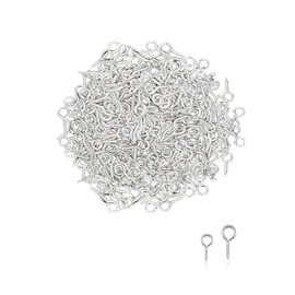 Small Screw Eye Pins - 200PCS Silver Small Metal Eye Pins - mini Screw Eyelets - Eyes Pin Hook - for Jewellery Making(8mm+10mm)