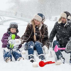 4PCS  Snowball Maker Tools,Winter Snow Toys for Kids Outdoor, Snowman Love Heart Football Duck Shape Snow Ball Clips for Toddler Snowball Fight