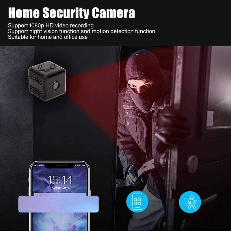 Mini Camera, 1080P Loop Recording Connection Supports Night Vision Motion