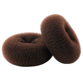 CLOTHOBEAUTY 2 Piece Extra Large Hair Bun Doughnut Maker, Ring Style Bun, Women's Needle Hair Doughnut Bun Maker, Hair Doughnut Shaper Hair Bun Maker (4.3 inches. For Thick and Long Hair) (Brown)