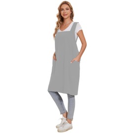 Hawholm Linen Cotton Aprons for Women Smock Cross-Back Apron with Pockets