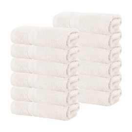 Superior Cotton Face Towel/Washcloth Set, Daily Use, Bathroom, Guest Room, Resort, Spa, Facial, Home Essentials, Soft Plush Absorbent Small Towels, Zero Twist, Smart Dry Collection, Set of 12, Ivory