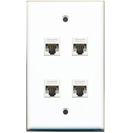 RiteAV 1 Gang 4 Port Cat5e Ethernet Wall Plate - White