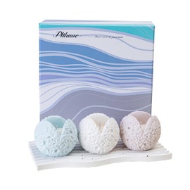 3 Pack Meteorite Gypsum Jar Candle Set Unique Lotus Shaped Spherical Scented Aromatherapy Candles Natural Soy Wax for Home Fragrance & Decor (Lotus Flower)