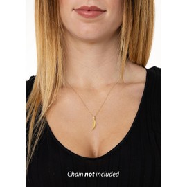 Lucchetta - 9K Yellow Gold Feather Pendant, Symbol of Happiness and Lightness, Gold Pendant for Women Girls 375 Real Gold for Chain (up to 4 mm) - Made in Italy, Oro giallo