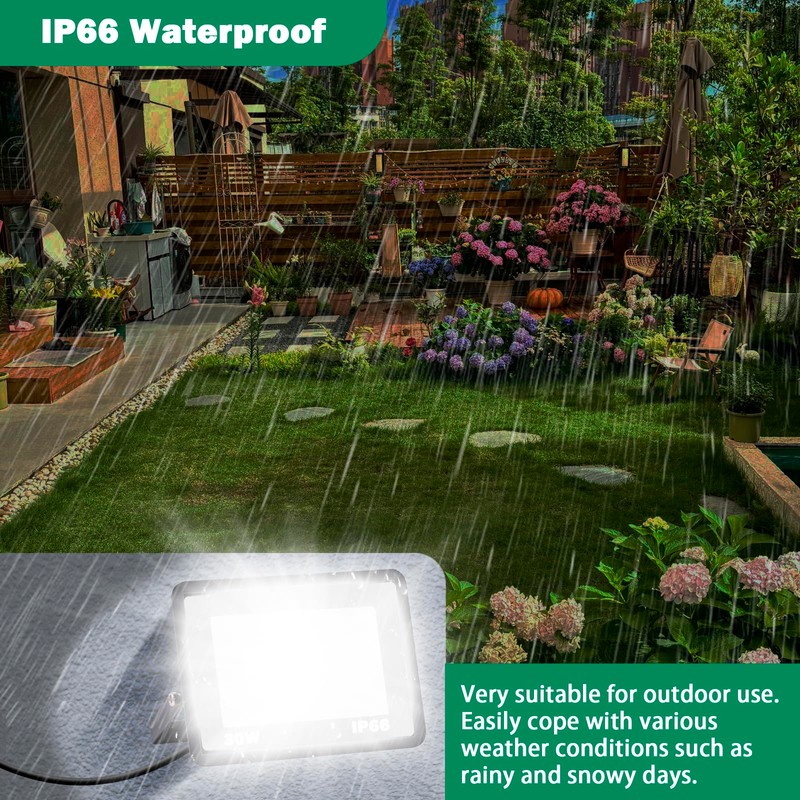 NEWREACH 30W LED Flood Light Outdoor, IP66 Waterproof 5000K Daylight