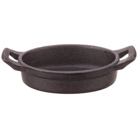 Genware NEV-C129 Mini Cast Iron Oval Eared Dish, 12 cm x 9 cm x 3 cm