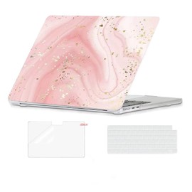 PPQUNJK for MacBook Air 13 Inch Case 2025-2022 Release M4 M3 M2 A3240/A3113/A2681 with Clear Keyboard Cover for MacBook Air 13.6 Inch Hard Shell Case,Pink Marble