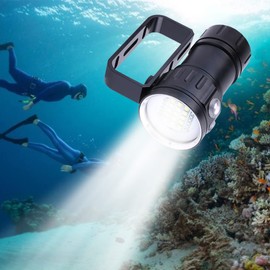 Garsent Diving Lamp, IPX8 18000lm Underwater Flashlight, 3 Colors - 80 Meters Waterproof, Underwater Photography Light for Camera Vlog Video