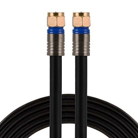 GE RG6 Coaxial Cable, 6 ft. F-Type Connectors, Quad Shielded Coax Cable, 3 GHz Digital, in-Wall Rated, Ideal for TV Antenna, DVR, VCR, Satellite, Cable Box, Home Theater, Black, 33528