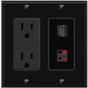 RiteAV 15A Power Outlet 1 Port HDMI 1 SPEAKER Jack Decorative Wall Plate [Black]