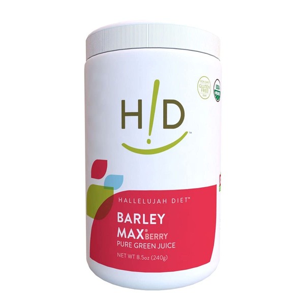 Hallelujah Diet Organic BarleyMax - Barley and Alfalfa Green Juice Powder, Berry Flavor, (8.5 Ounces, 120 Servings)