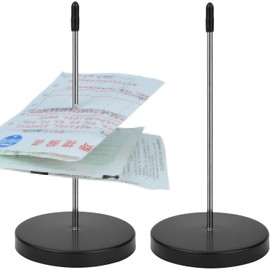 2 Pack Ticket Spike, Receipt Spike Holder, Metal Bill Holder, Straight Rod Spike for Restaurant, Kitchen, Office, Hotel (Black)