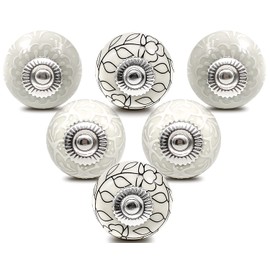 ZUZGO Cabinet Knobs Furniture Knobs Ceramic White Door Knob for Door Handles Cupboard Handles Drawer Handles (Pack of 6)